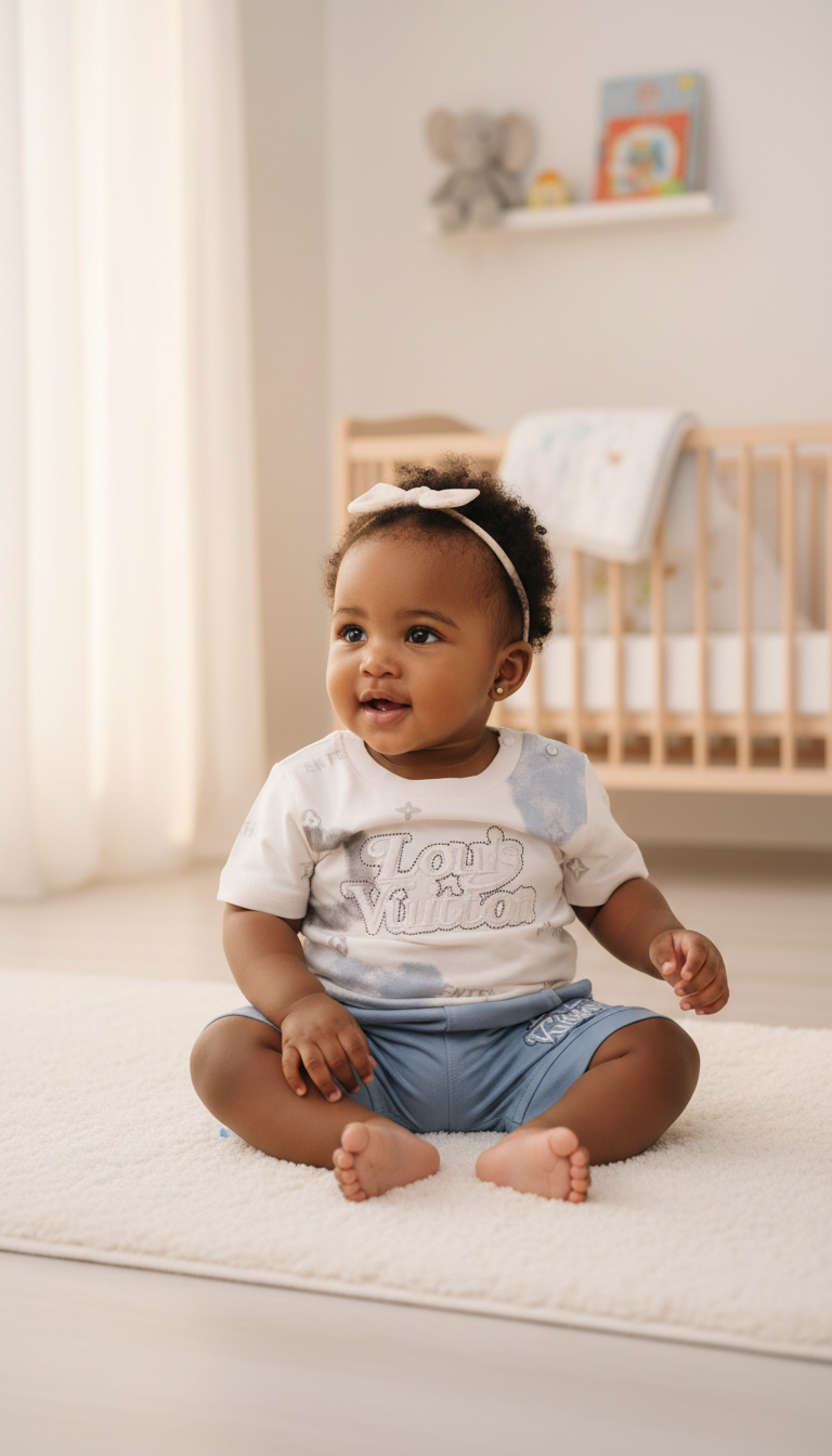 Louis Vuitton-inspired Infant Outfit Cotton