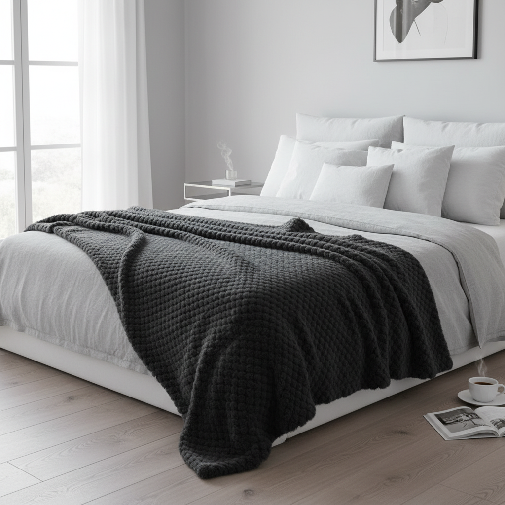 Black Faux Fur Blanket