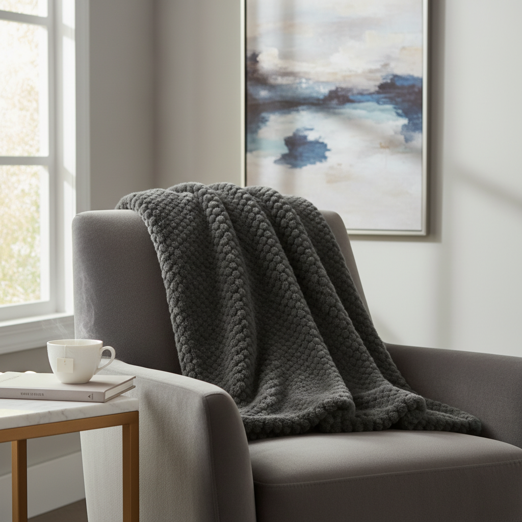 Dark Grey Faux Fur Blanket