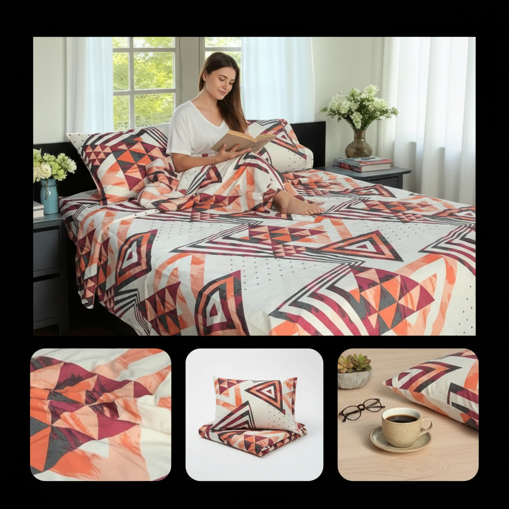 Geometric Bedding Lifestyle Product Photography