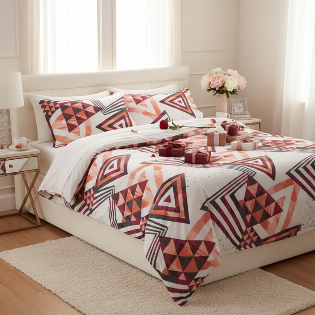 Geometric Bedding Bedroom Lifestyle Photography