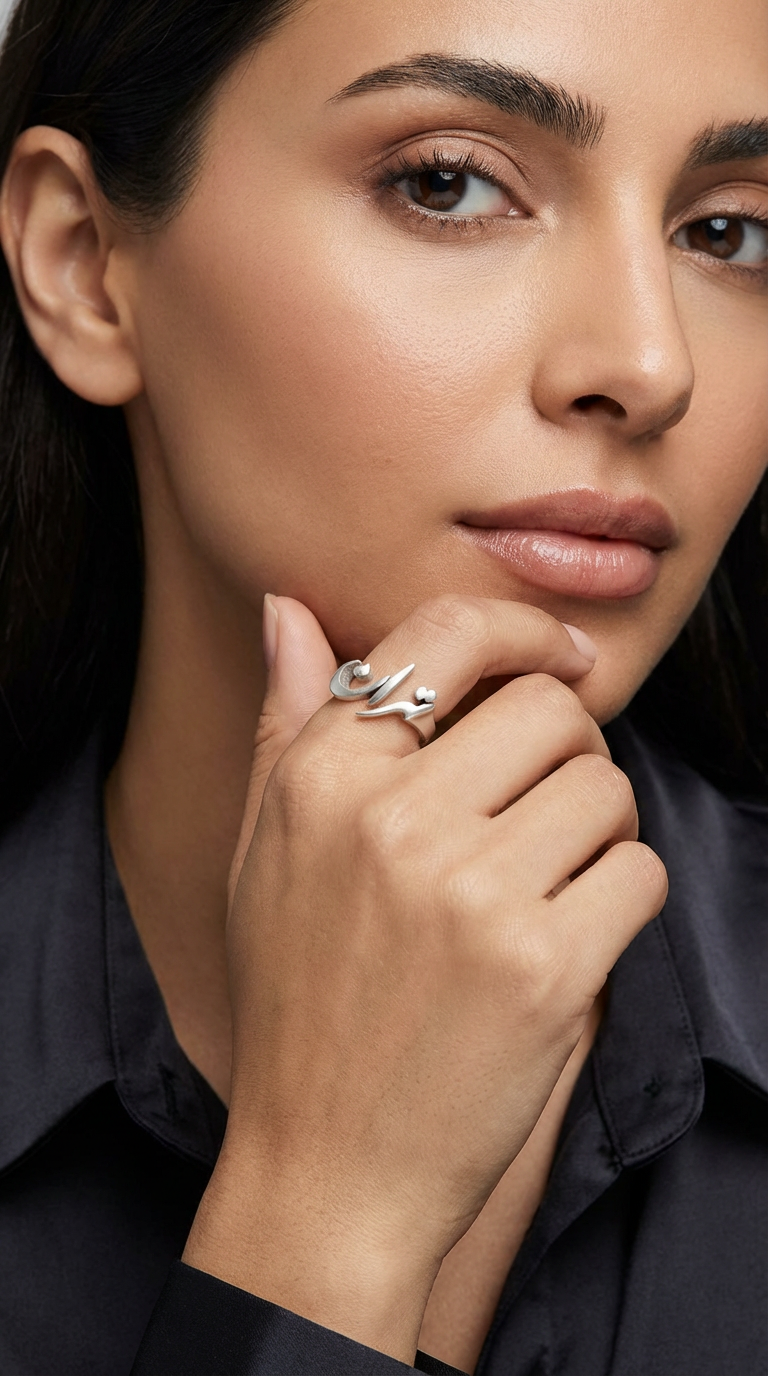 Silver Abstract Ring Fashion Jewelry Photography