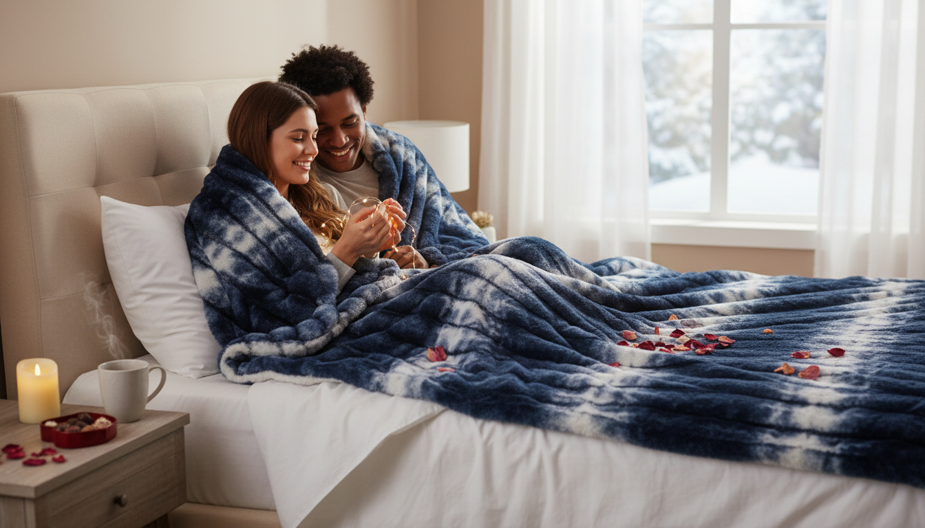 Blue Tie-Dye Faux Fur Throw Blanket