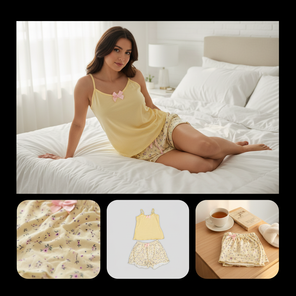 Yellow Floral Pajama Set