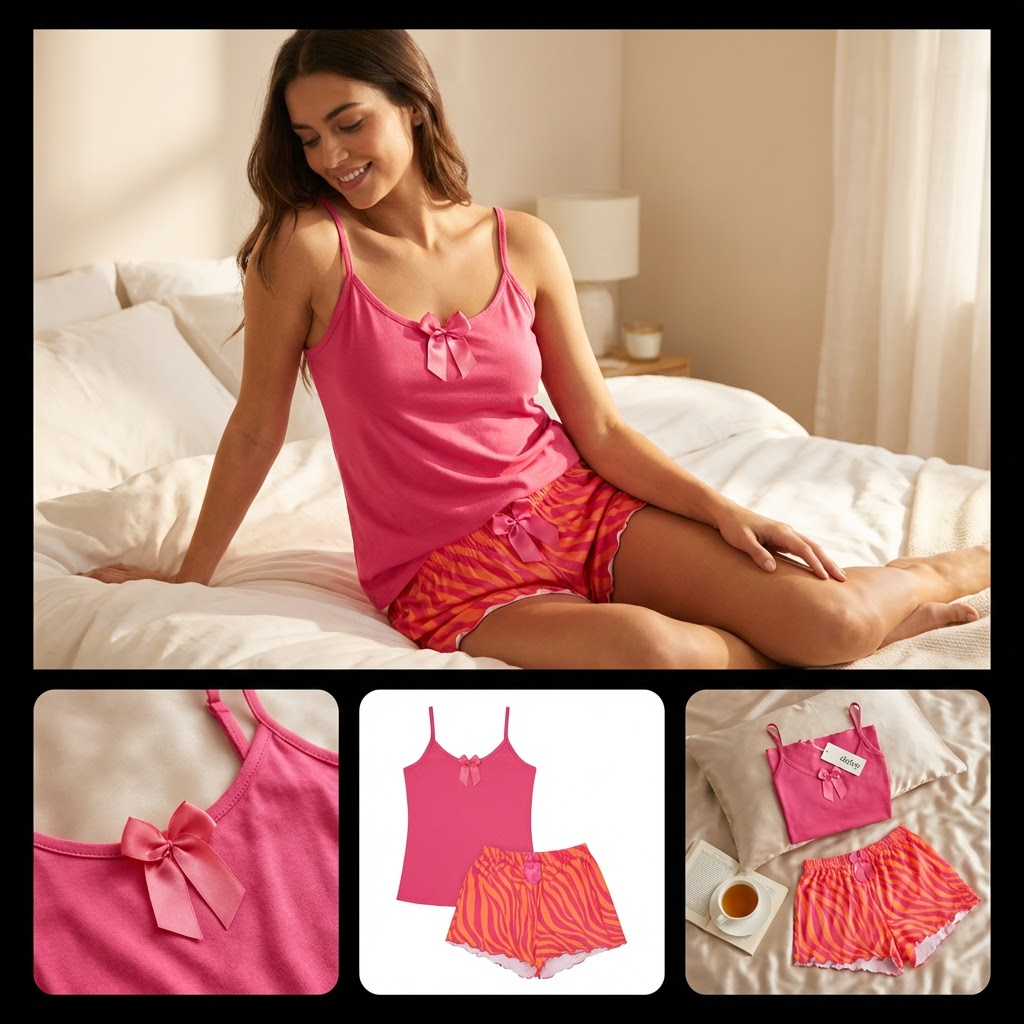 Pink Pajama Set Lifestyle Apparel Photography