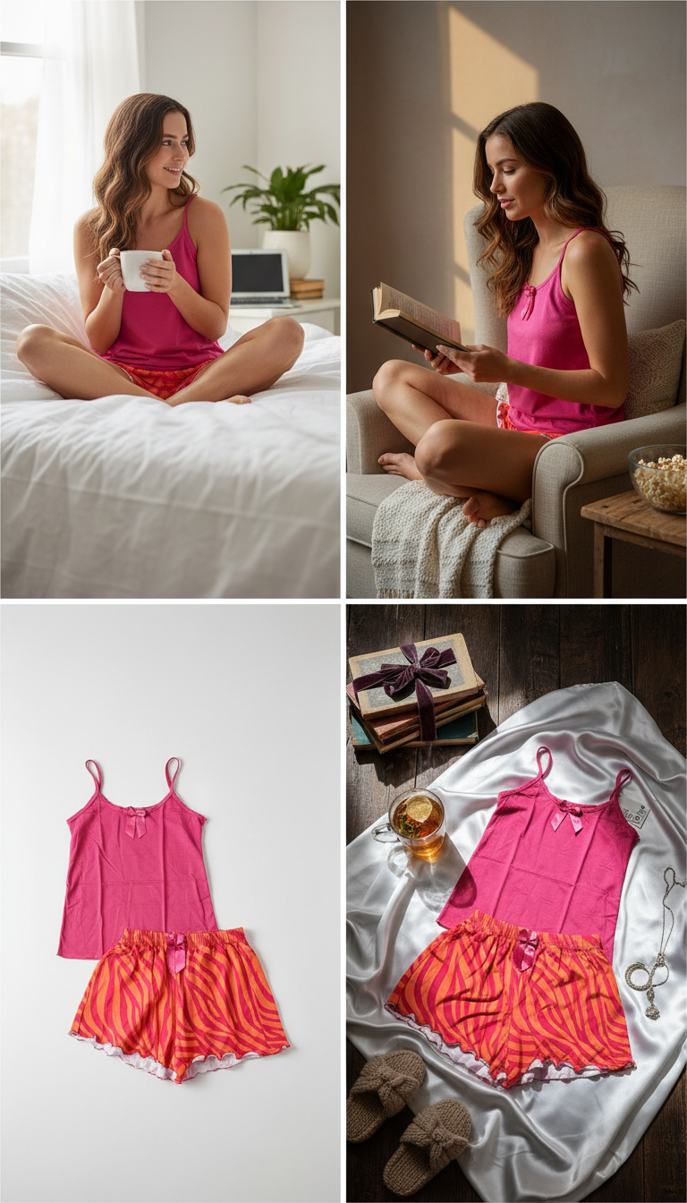 Pink Pajama Set Lifestyle Fashion Photography