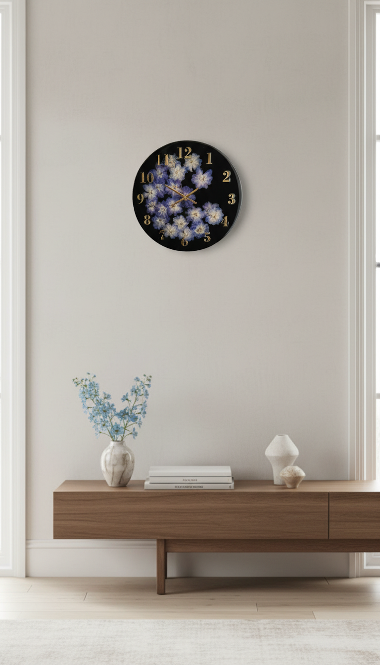 Resin Flower Wall Clock