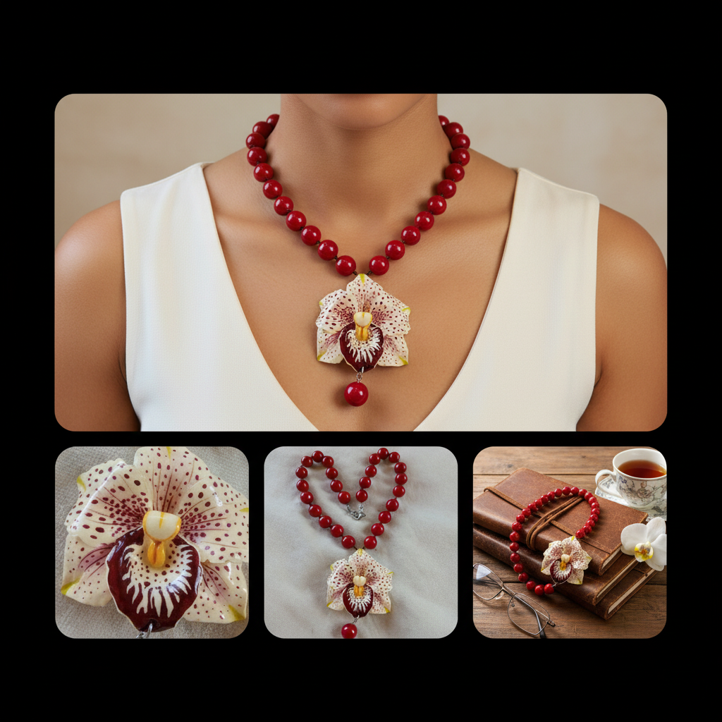 Orchid Pendant Necklace Jewelry Photography