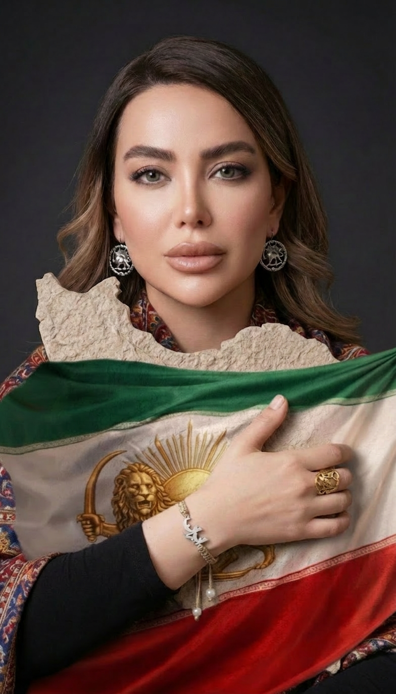 Woman holding Iranian Flag Portrait Photography