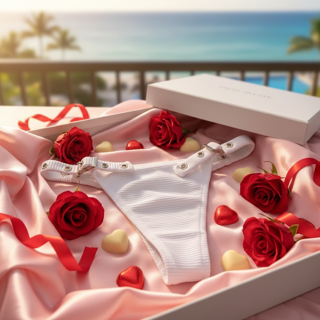 White Thong Lingerie Valentine's Day Photography