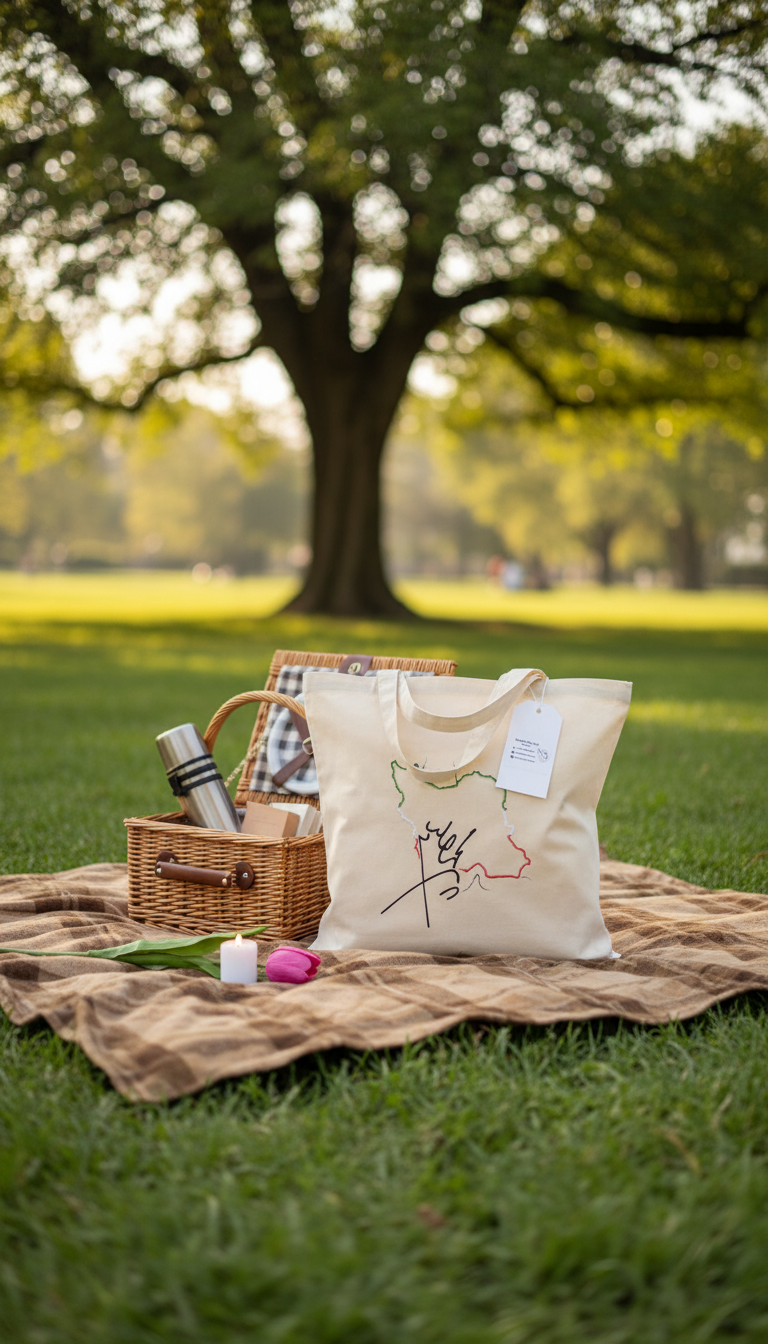 Picnic Tote Bag Lifestyle Product Photography