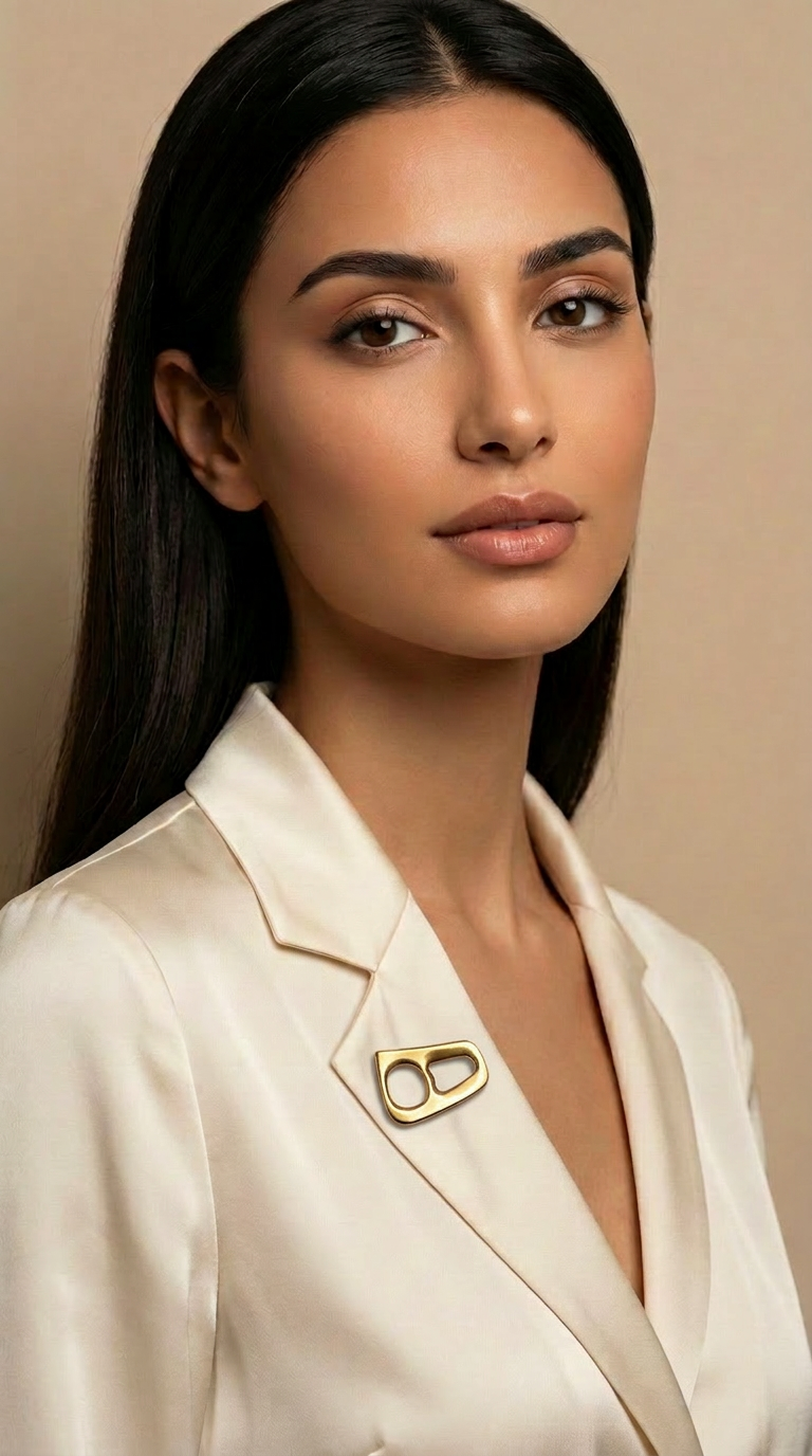 Gold Brooch Fashion Model AI Product Photography