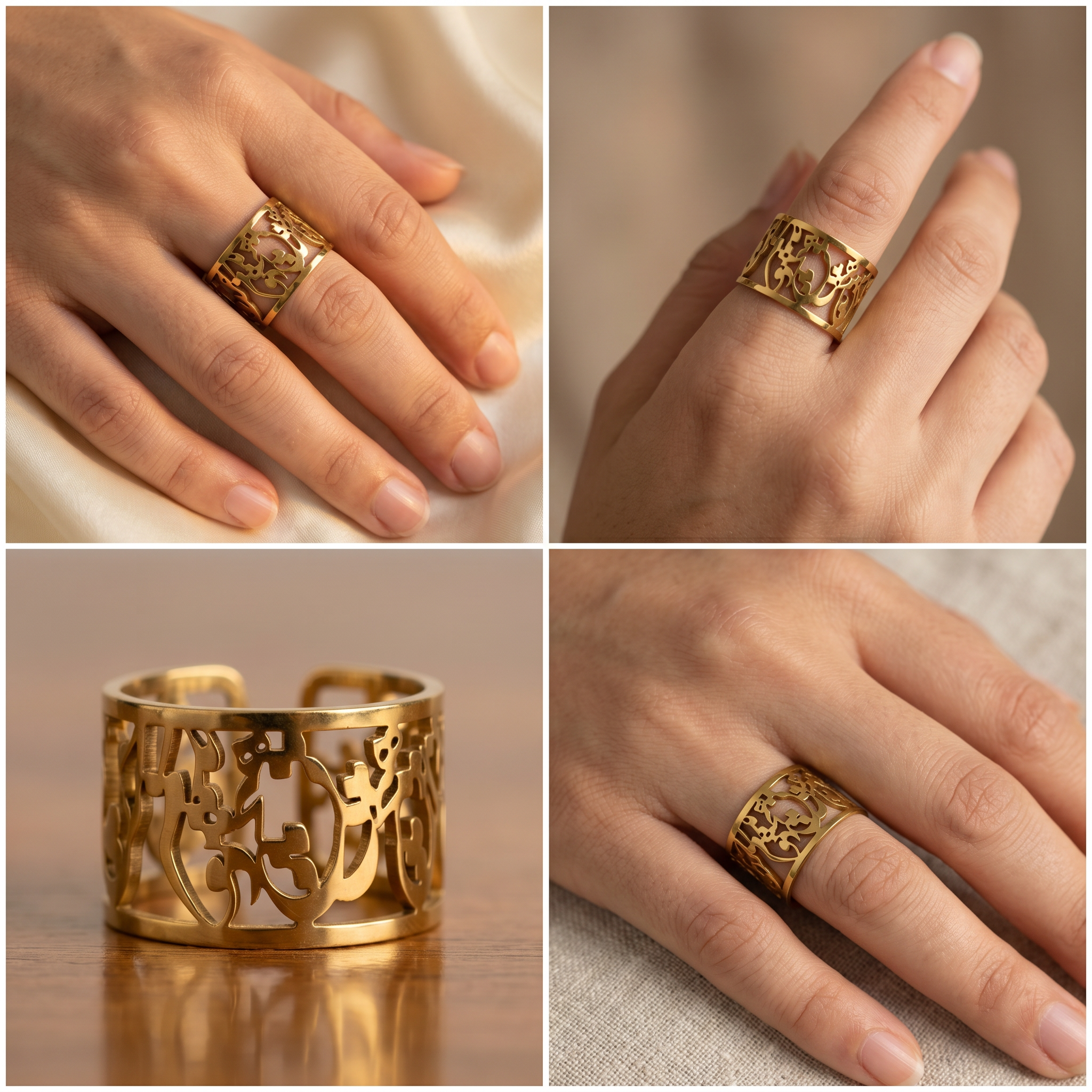 Gold Cutout Ring Fashion Jewelry Photography