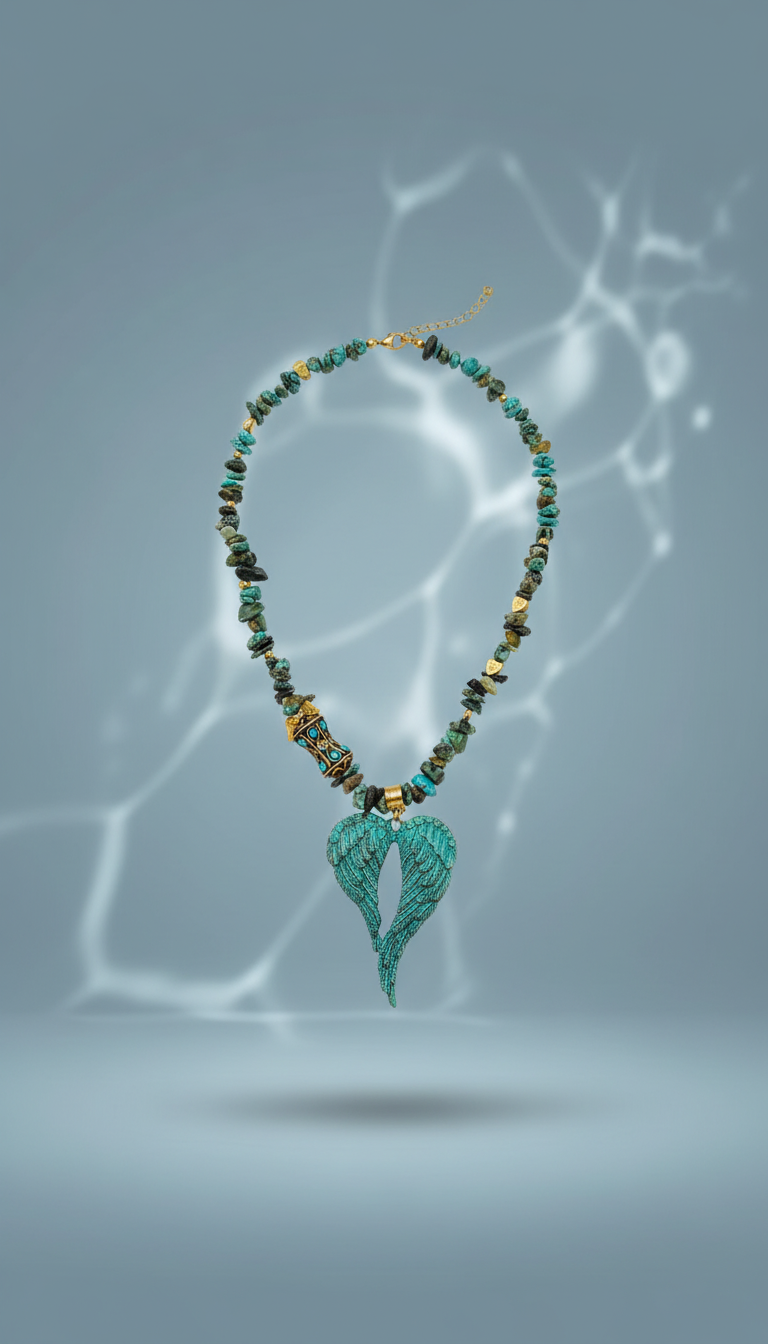 Turquoise Wing Necklace Jewelry Product Photography
