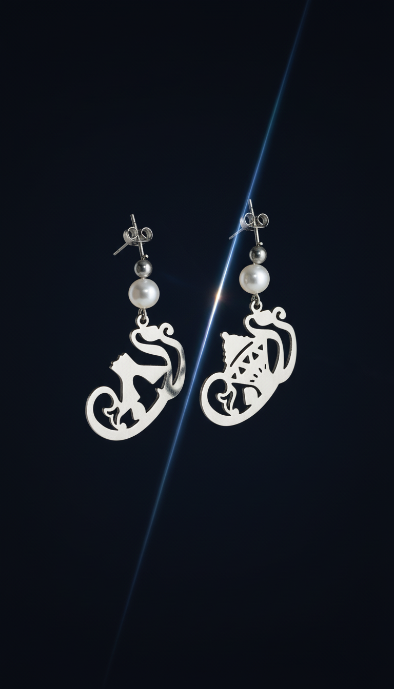 Silver Charm Earrings Jewelry Product Photography