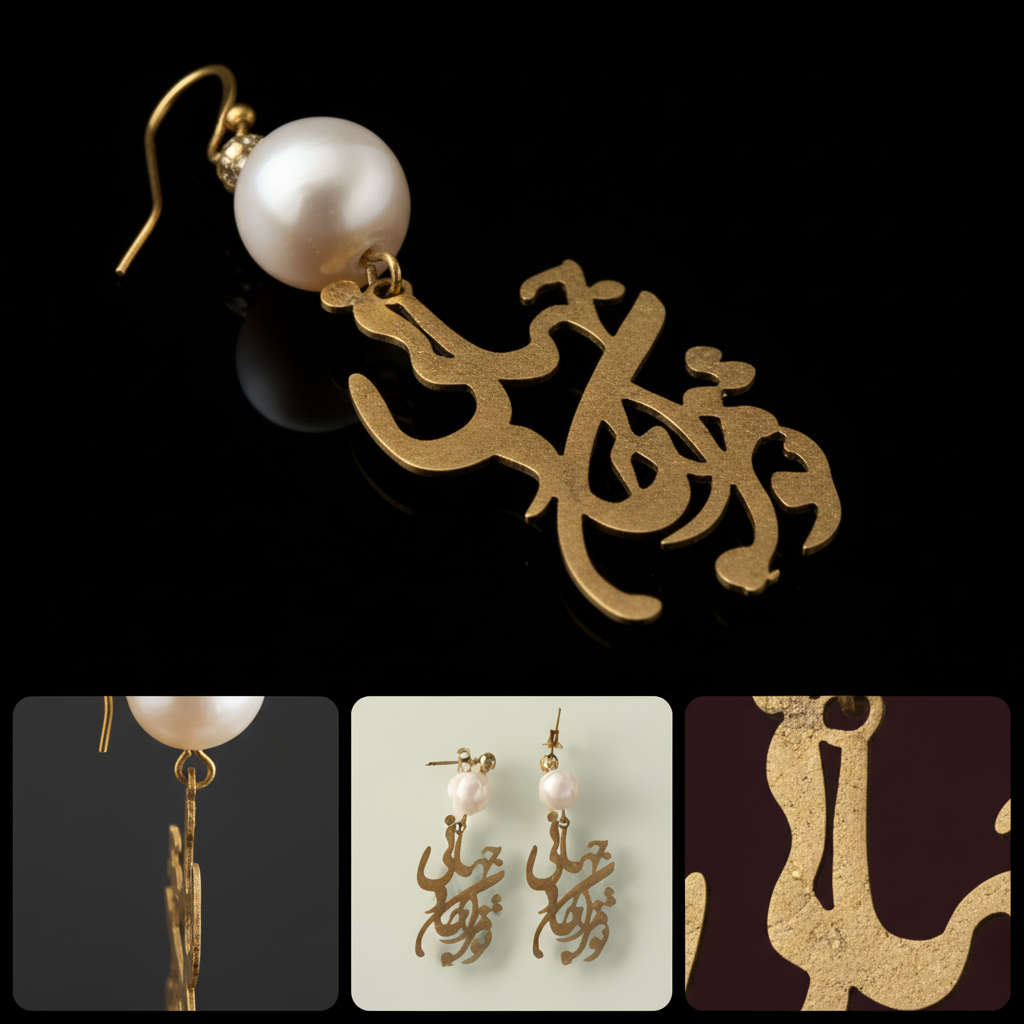 Arabic Calligraphy Earrings Jewelry Photography