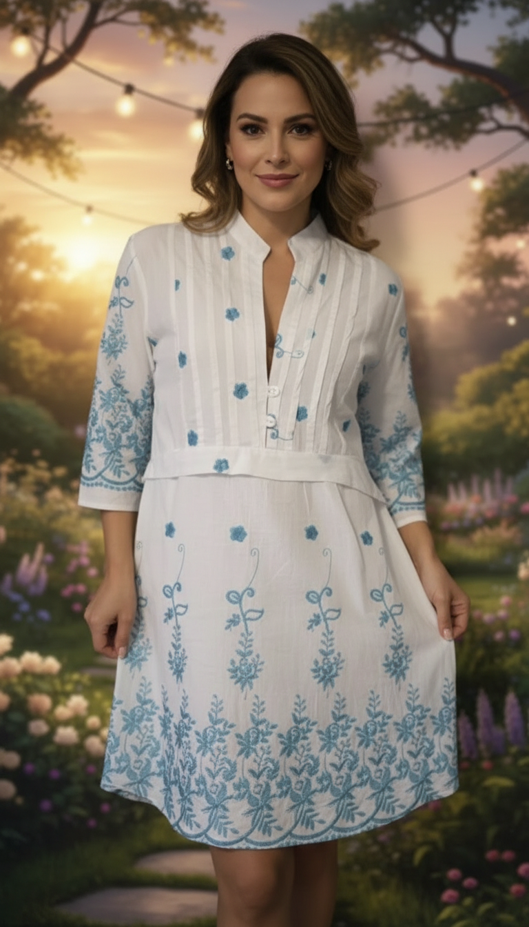 Embroidered Cotton Tunic Dress
