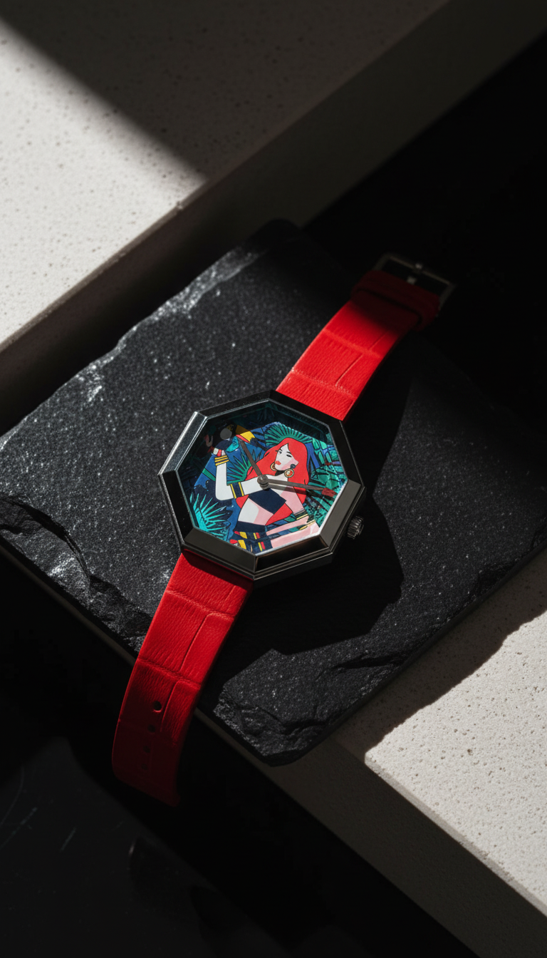 Red Strap Octagonal Watch