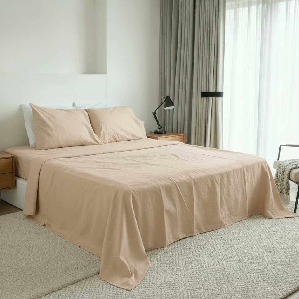 Beige Bedding Still Life Interior Photography
