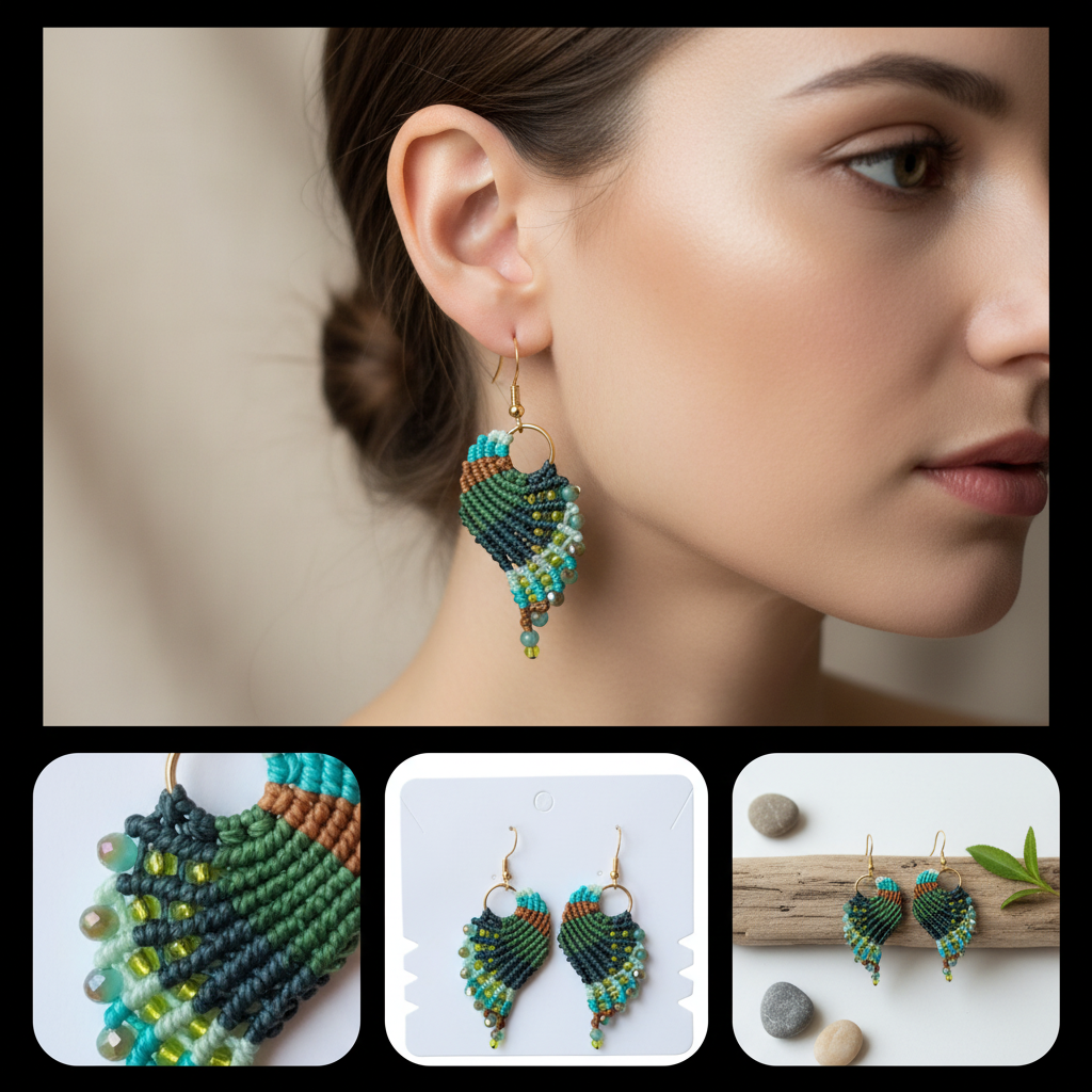 Macrame Beaded Earrings