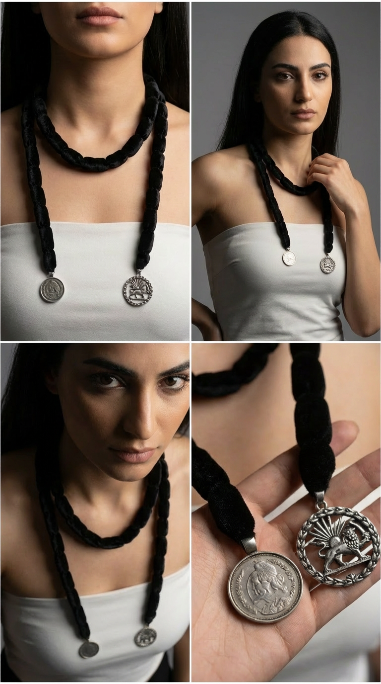 Coin Pendant Necklace Fashion Photography