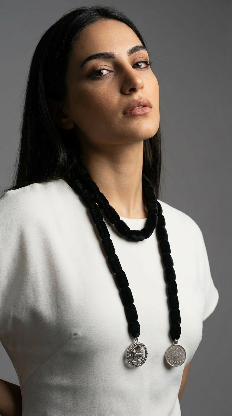 Woman Black Velvet Necklace Fashion Photography