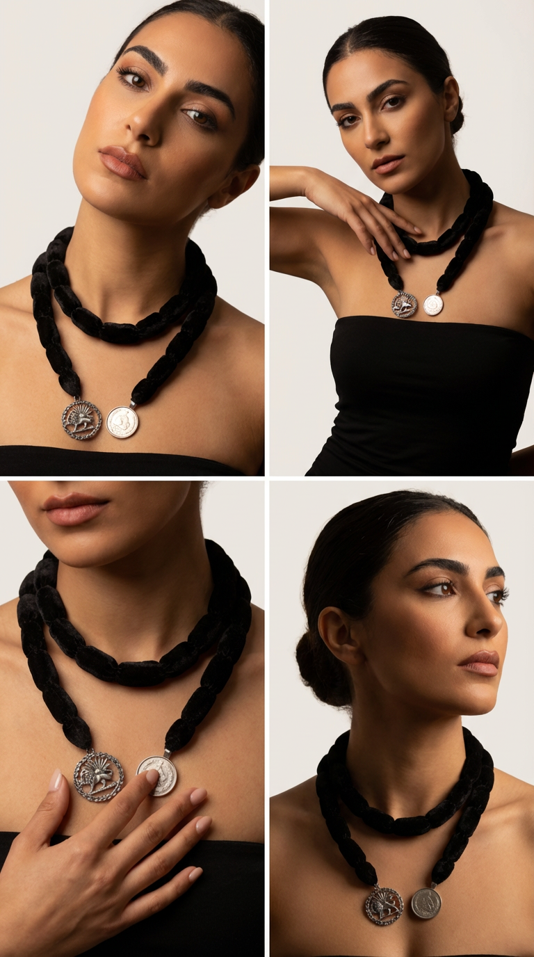 Black Velvet Necklace Jewelry Product Photography