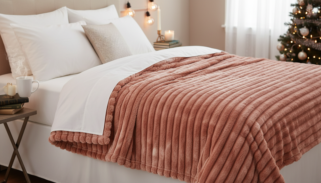 Fluffy Ribbed Blanket Double Bed