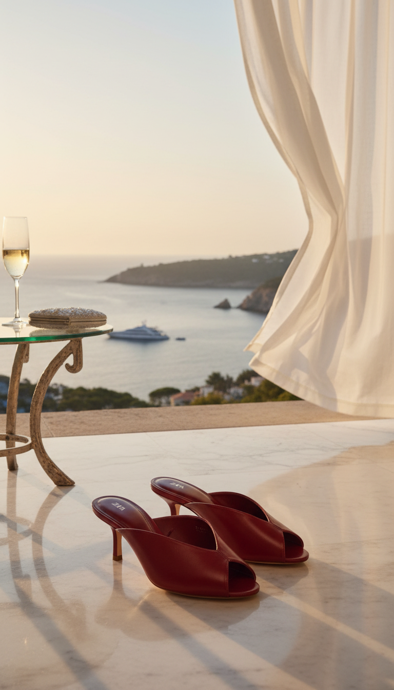 Red Leather Heeled Mules