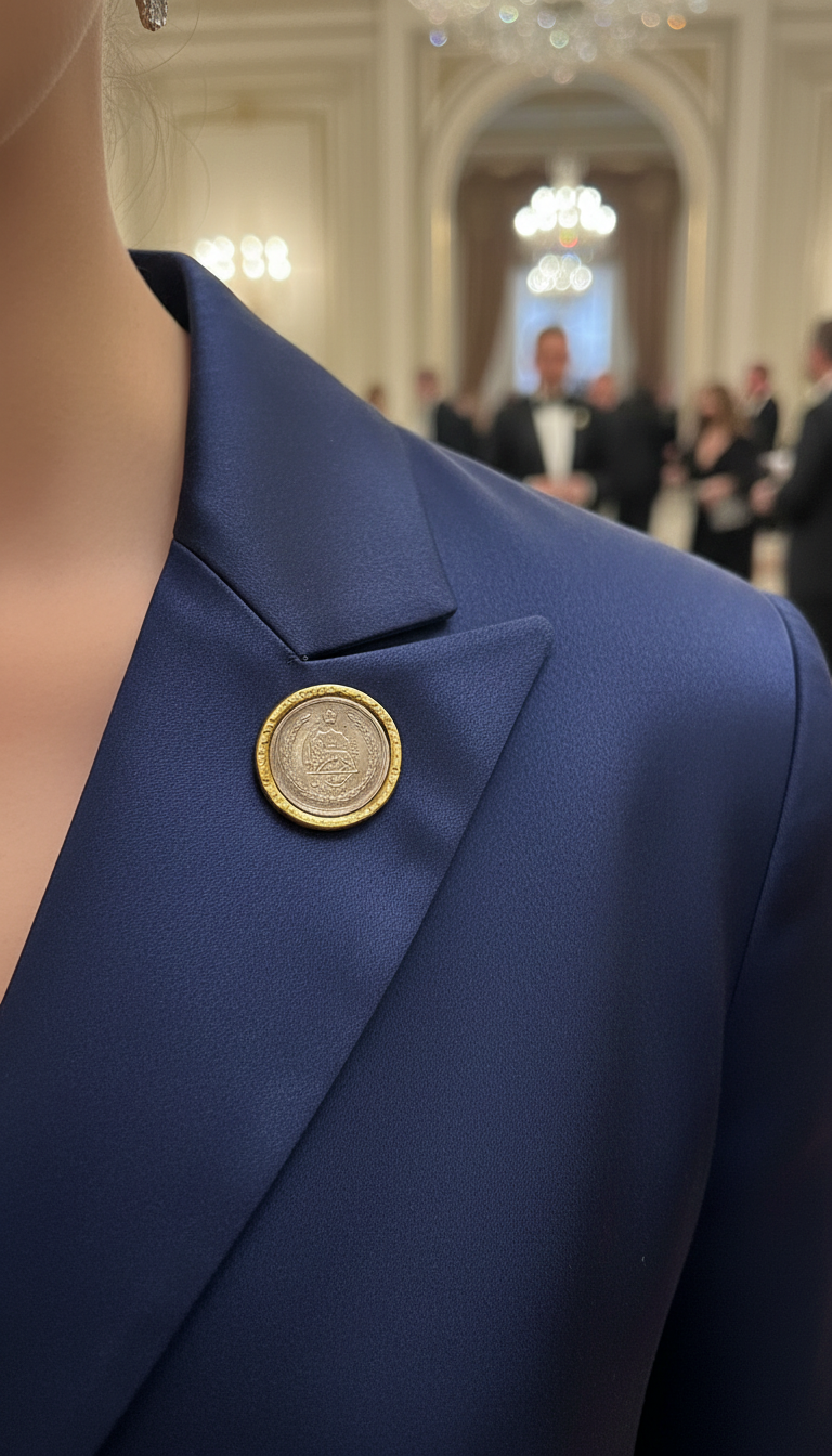 Blue Suit Lapel Pin Fashion Photography