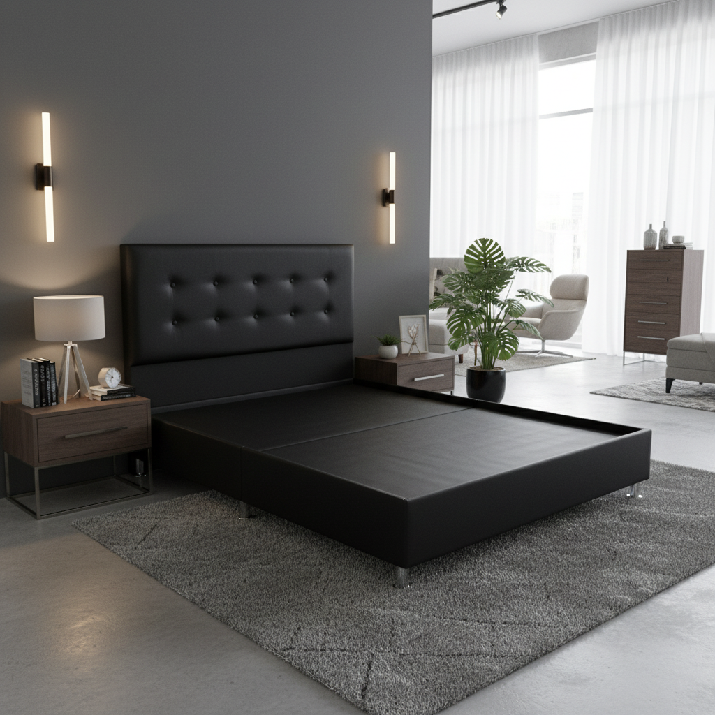 Black Platform Bed Interior Design Photography